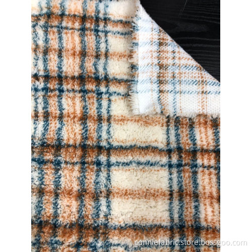 100%Polyester One Side Shuvelvteen Fleece with Check Printed